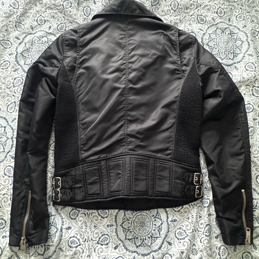 Diesel Biker Style jacket women Size M…nylon And Cotton. Goth. Punk. Wolf Print. - Picture 3 of 12